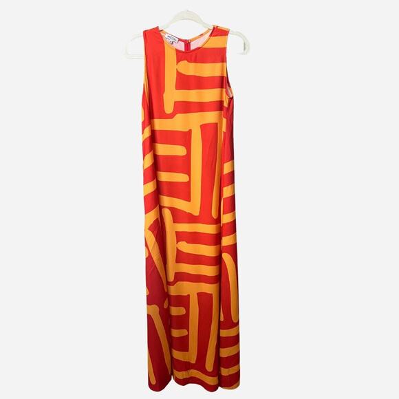 Mossi Printed Trapeze Dress Orange Resort Print - Picture 2 of 5
